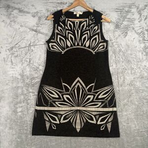 Aryeh Black & White Geometric Mandala Print Shift Dress Size M Boho Modern Indie